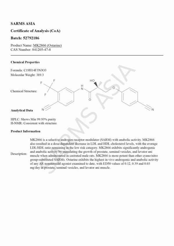 MK 2866 ostarine sarms lab test results
