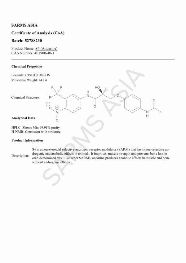 S4 Andarine sarms lab test results